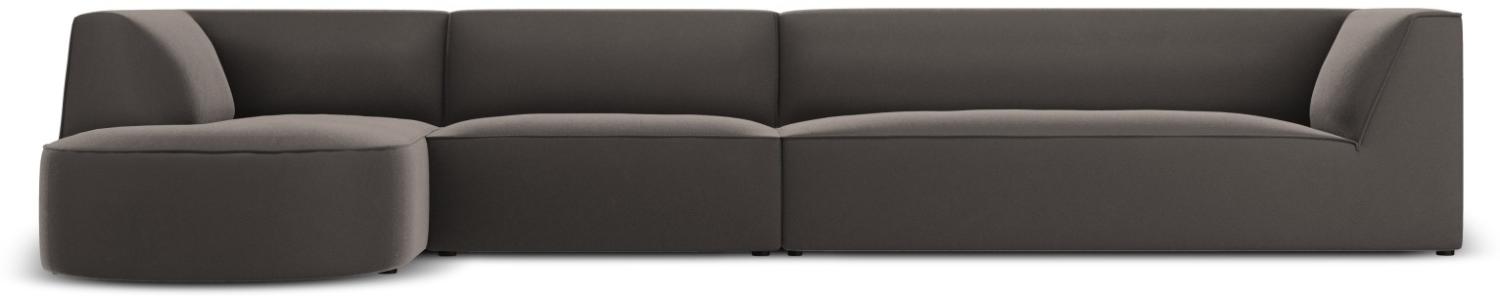 Micadoni 6-Sitzer Samtstoff Modular Ecke links Sofa Ruby | Bezug Dark Grey | Beinfarbe Black Plastic Bild 1