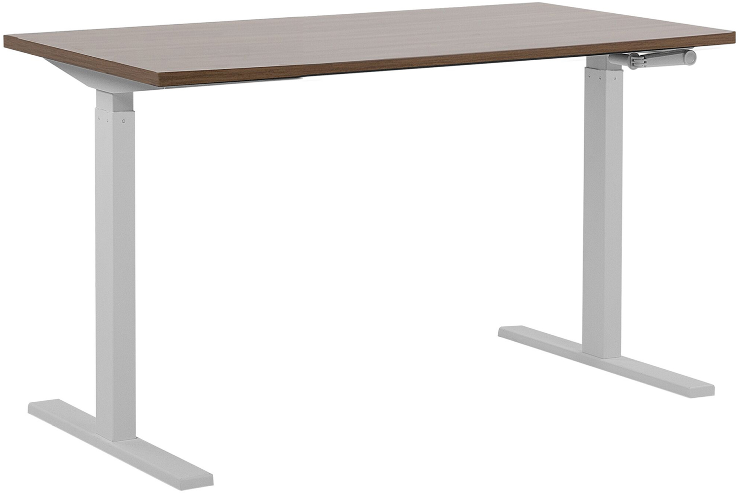 Schreibtisch manuell höhenverstellbar, Spanplatte Braun/ Weiß, 76-116 x 130 x 72 cm Bild 1