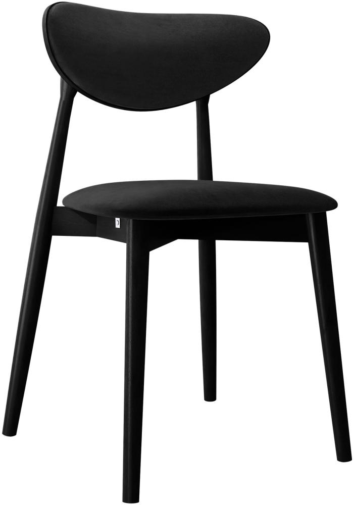 Esszimmerstuhl Bretoka C, Stuhl aus Buchenholz für Küche, Restaurant (Schwarz / Magic Velvet 2219) Bild 1