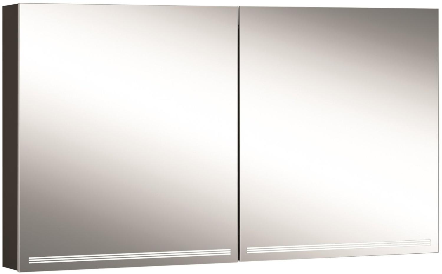 Schneider GRACELINE LED Lichtspiegelschrank, 2 Doppelspiegeltüren, 130x70x12cm, 116. 530, Ausführung: EU-Norm/Korpus schwarz matt - 116. 530. 02. 41 Bild 1