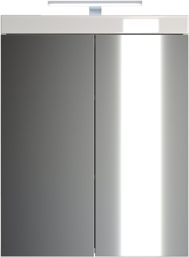 Spiegelschrank Amanda Hochglanz weiß 60 cm mit LED Beleuchtung Bild 1
