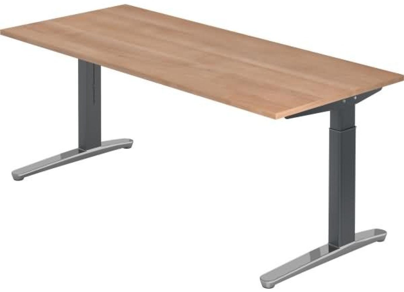'XB19' Schreibtisch, C-Fuß, poliert, 180x80cm, Nussbaum / Graphit Bild 1