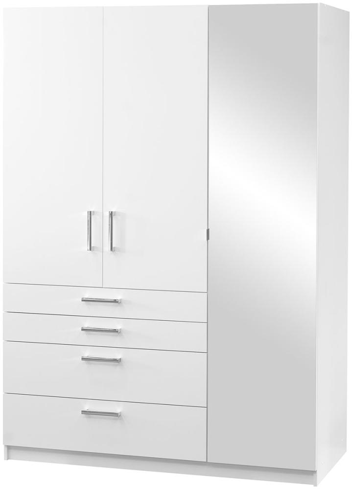 Kleiderschrank Cemiir Lux 150 (Farbe: Weiß / Weiß + Spiegel) Bild 1