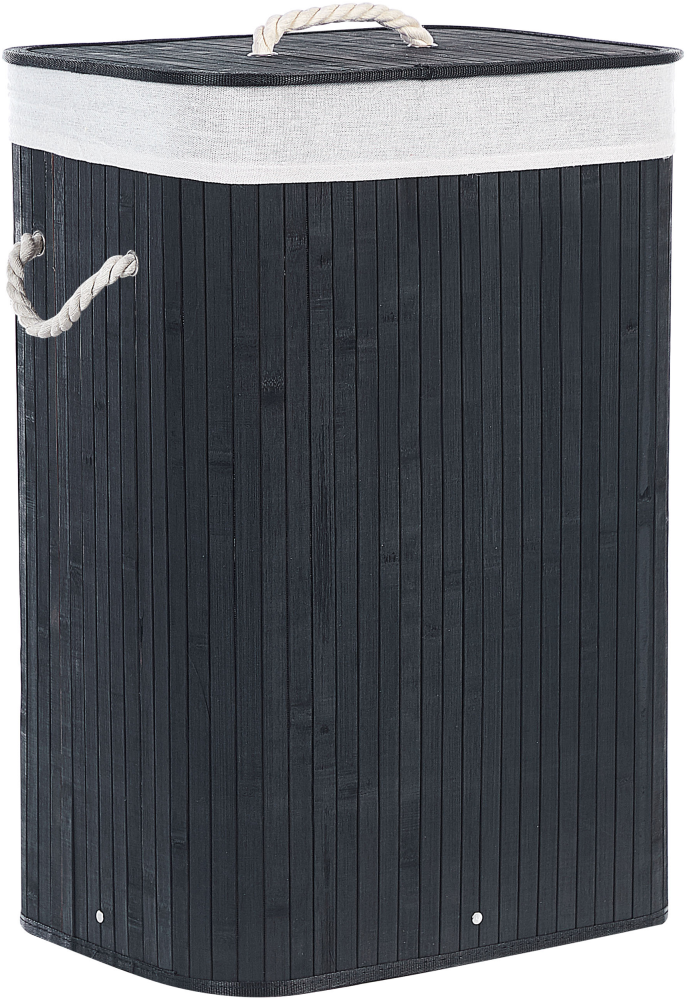 Korb mit Deckel Bambusholz schwarz rechteckig KOMARI Bild 1