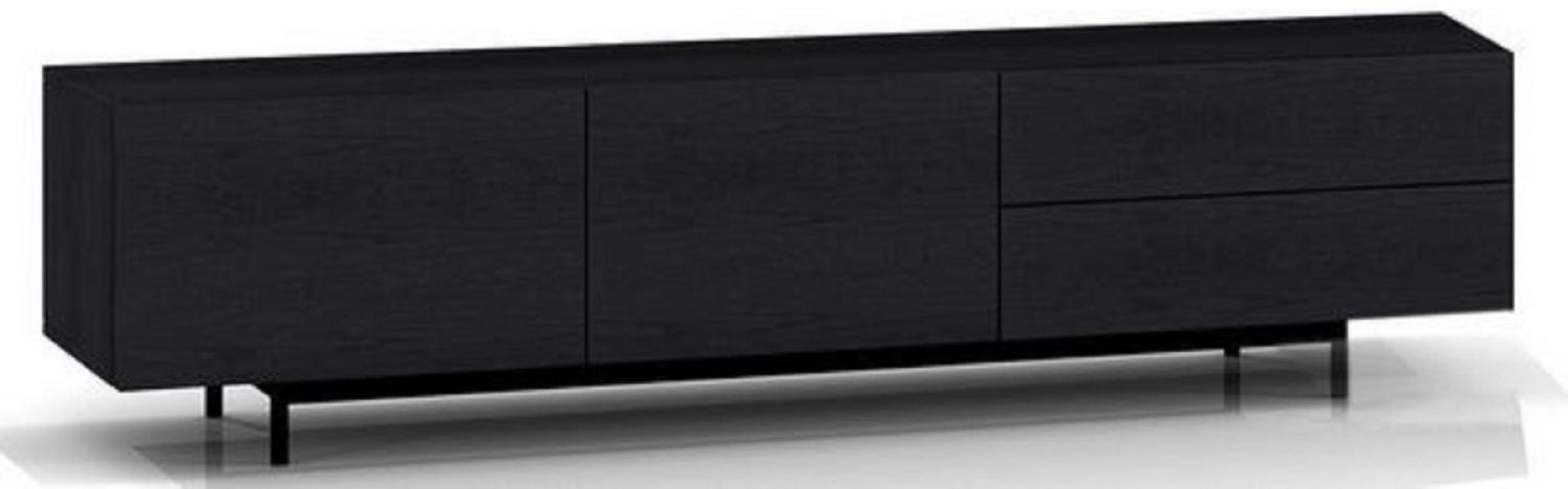 Casa Padrino Luxus Fernsehschrank mit 2 Türen und 2 Schubladen Schwarz 180 x 50 x H. 46 cm - Massiver Eichenholz Schrank - Luxus Möbel Bild 1