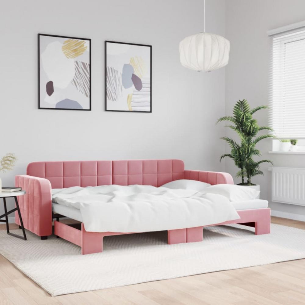 Tagesbett Ausziehbar Rosa 80x200 cm Samt Bild 1