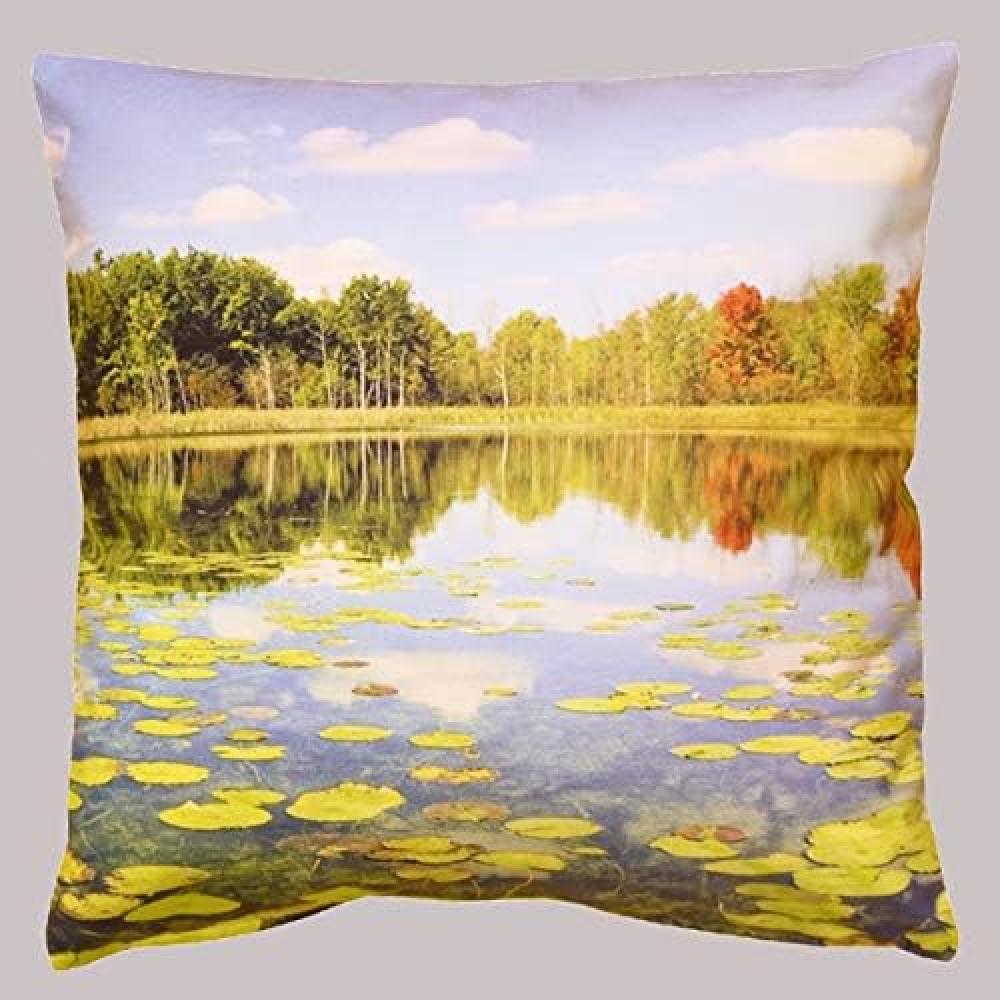 Wohnportfolio Kissenbezug Druckmotiv 40 x 40 cm Kissenhülle Motiv Seerosenteich Bild 1