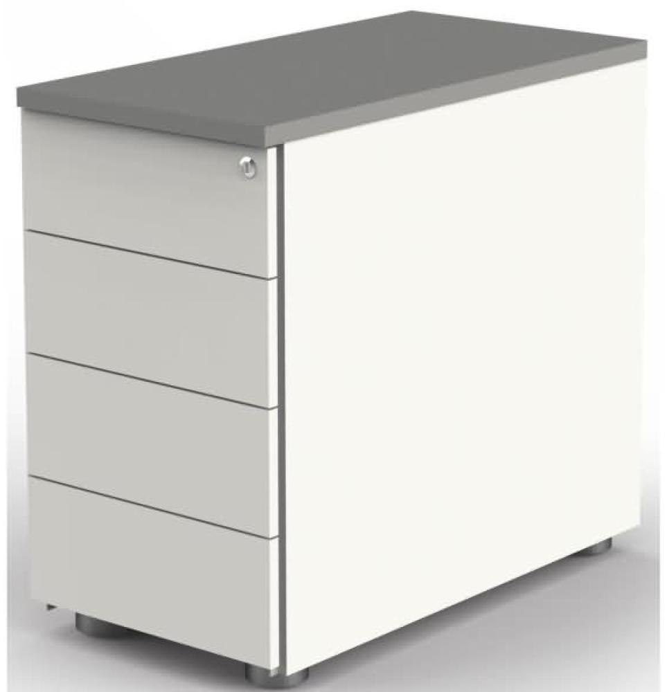 Anstellcontainer, 43x80x72-76 cm, abschließbar, Weiß / Graphit Bild 1