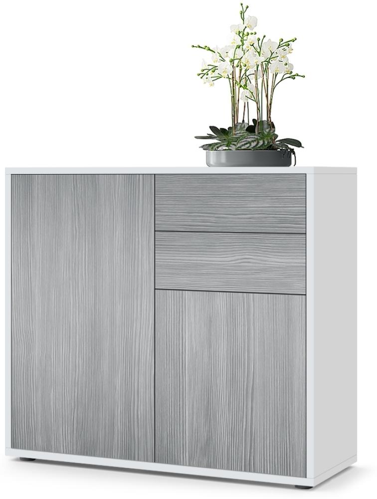 Vladon Sideboard Ben, Kommode mit 2 Türen und 2 Schubladen, Weiß matt/Avola-Anthrazit (79 x 74 x 36 cm) Bild 1