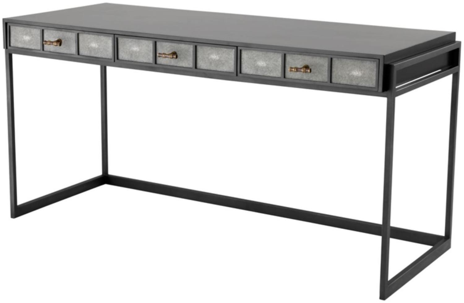 Casa Padrino Luxus Schreibtisch mit 3 Schubladen Schwarz / Grau 150 x 60 x H. 75 cm - Luxus Büromöbel Bild 1