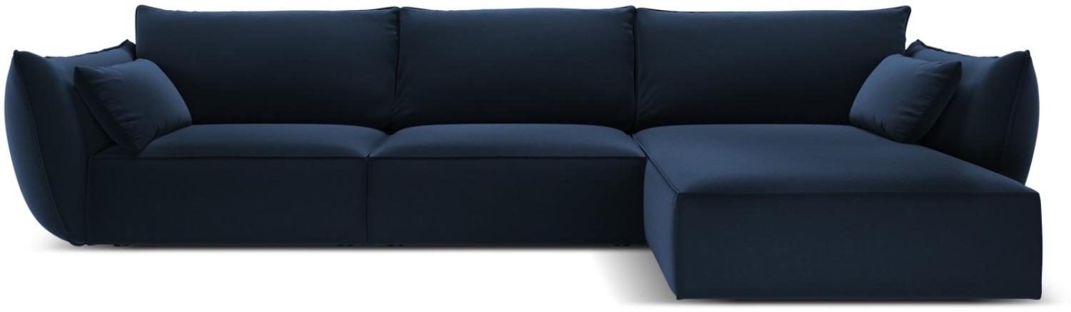 Micadoni 4-Sitzer Samtstoff Ecke rechts Sofa Kaelle | Bezug Royal Blue | Beinfarbe Black Plastic Bild 1