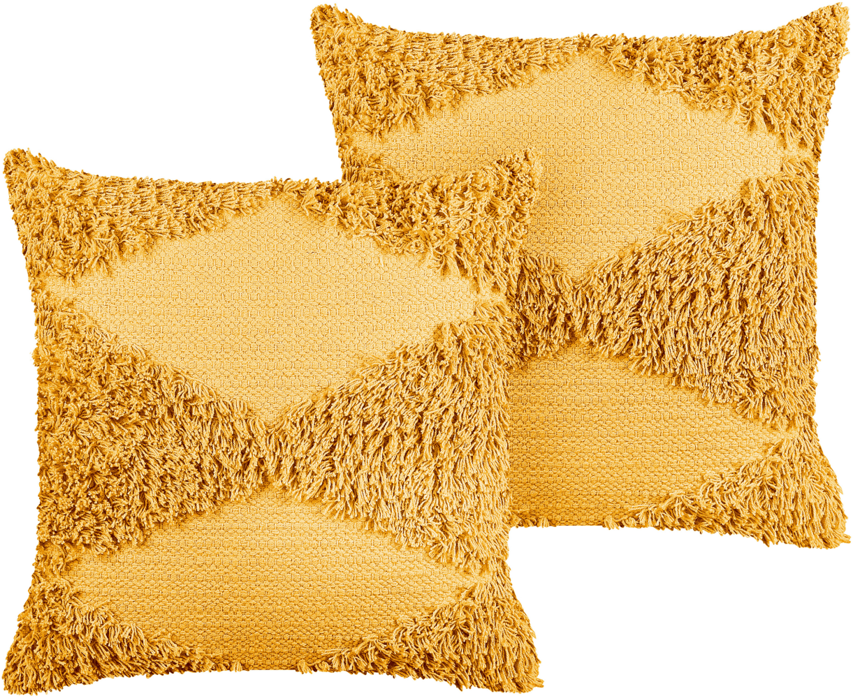 Dekokissen geometrisches Muster Baumwolle gelb getuftet 45 x 45 cm 2er Set RHOEO Bild 1