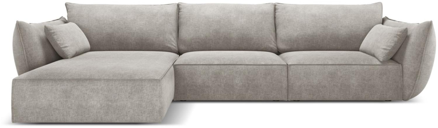 Micadoni 4-Sitzer Ecke links Sofa Kaelle | Bezug Light Grey | Beinfarbe Black Plastic Bild 1