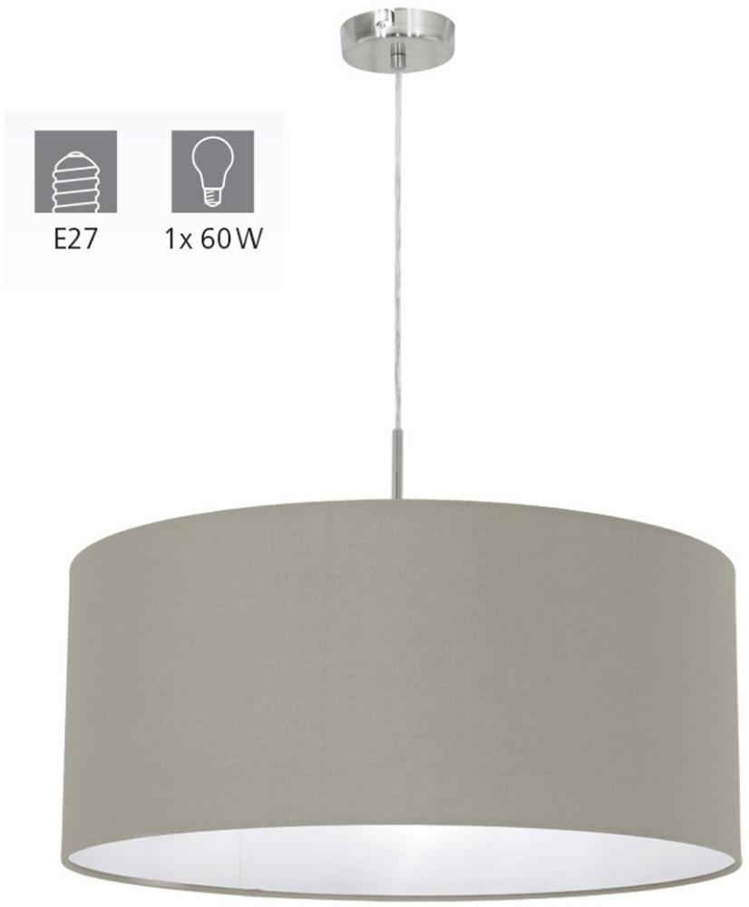 Eglo 31576 Pendelleuchte Textil PASTERI nickel-matt, taupe E27 max. 1X60W Ø53cm Bild 1