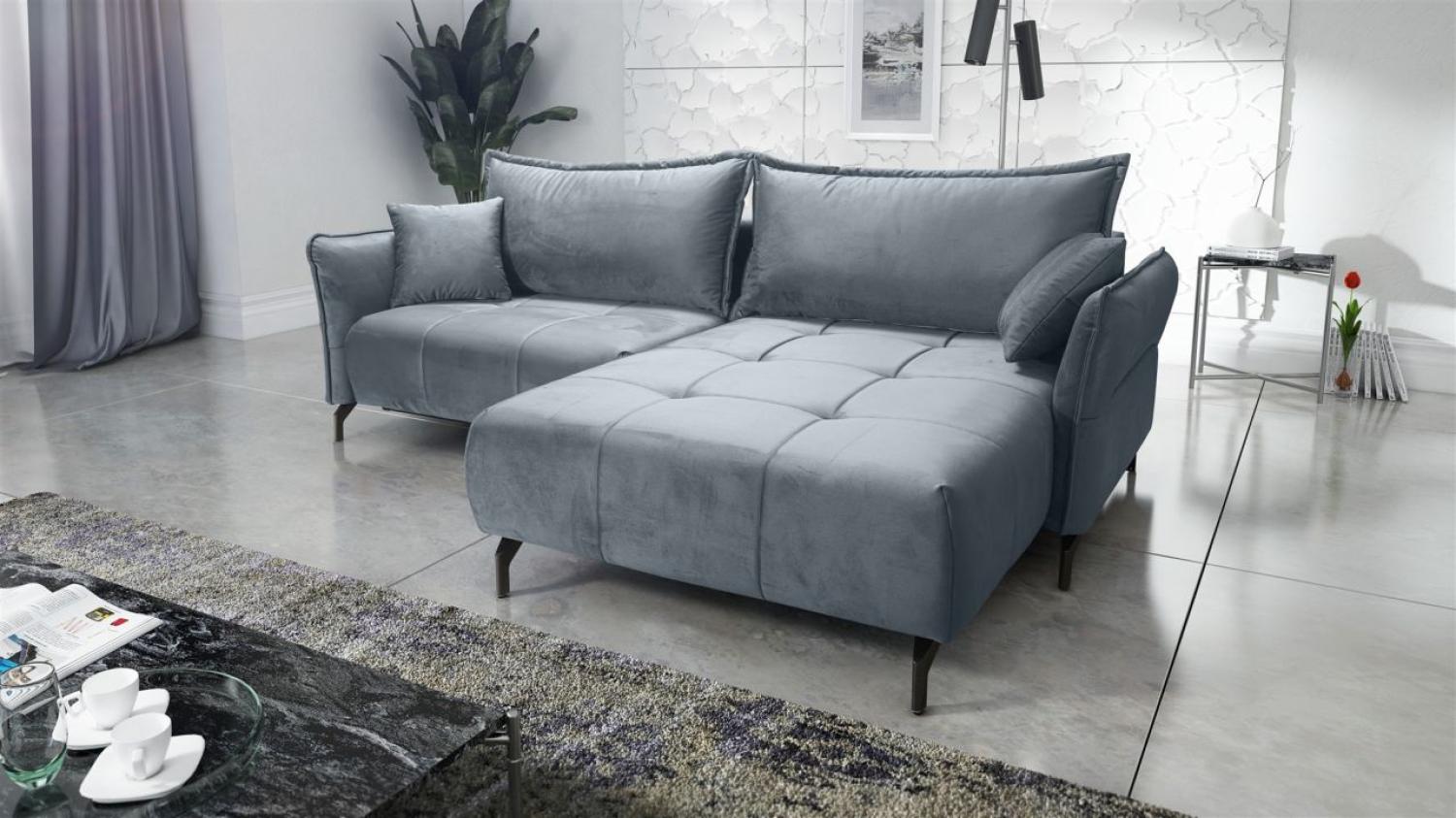 Ecksofa Schlafsofa Sofa VICTORIA Stoff Element Grau Ottomane Rechts Bild 1