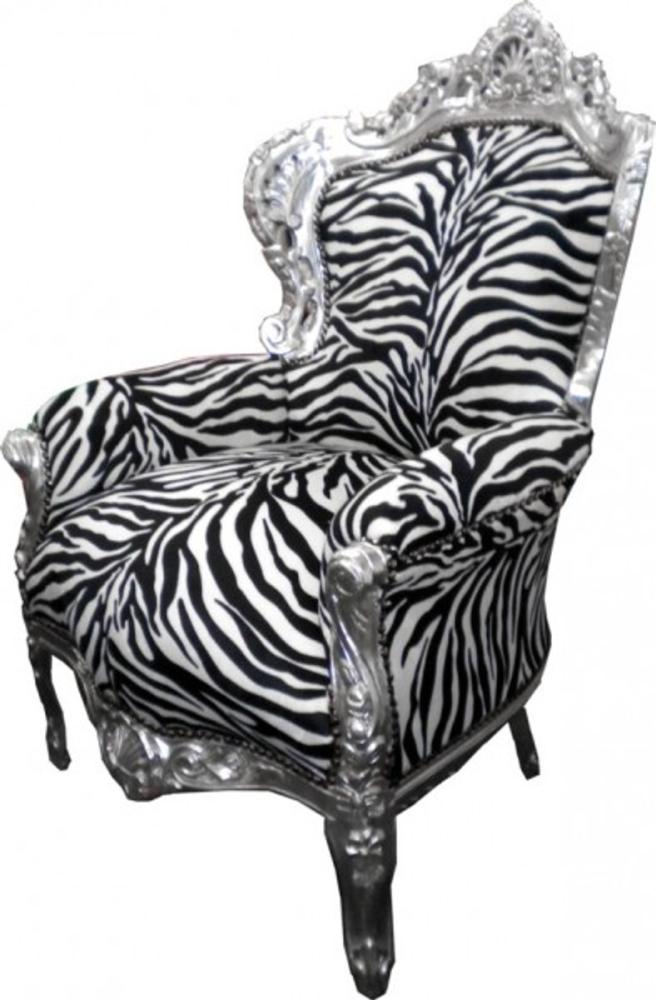 Barock Sessel "King" Zebra/Silber Bild 1