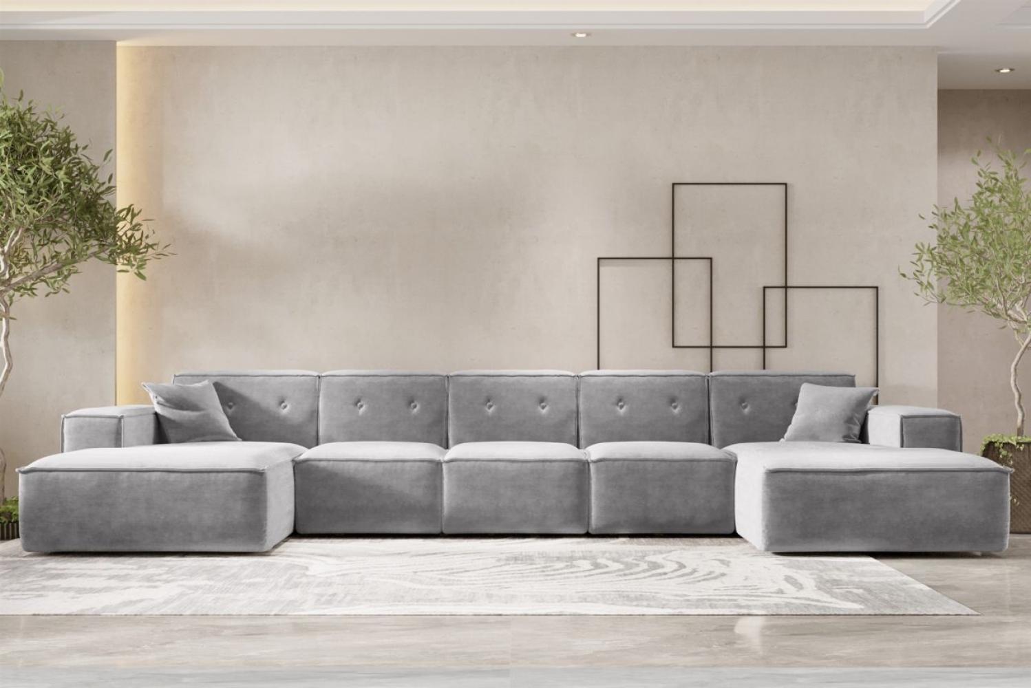 Wohnlandschaft Sofa U-Form CESINA XL in Stoff Perfect Harmony Grau Bild 1