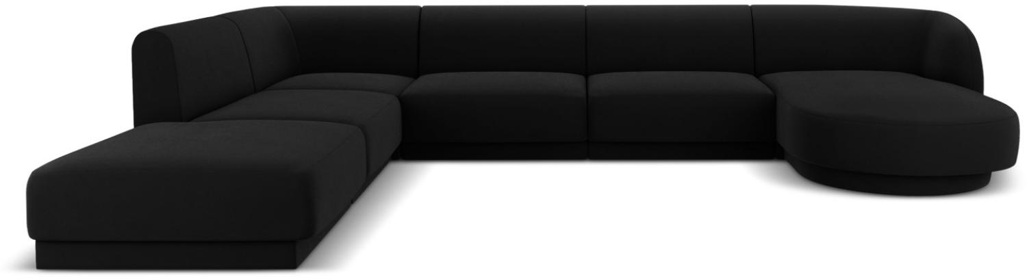 Micadoni 6-Sitzer Samtstoff Panorama Ecke links Sofa Miley | Bezug Black | Beinfarbe Black Plastic Bild 1