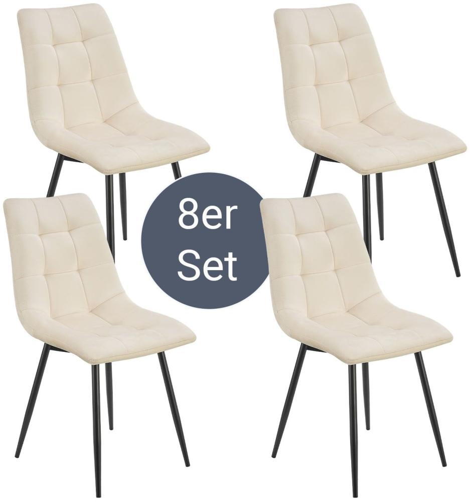 Juskys Esszimmerstühle Blanca 8er Set - Samt Stühle gepolstert - Stuhl für Esszimmer, Küche & Wohnzimmer - modern, belastbar bis 120 kg Beige Bild 1