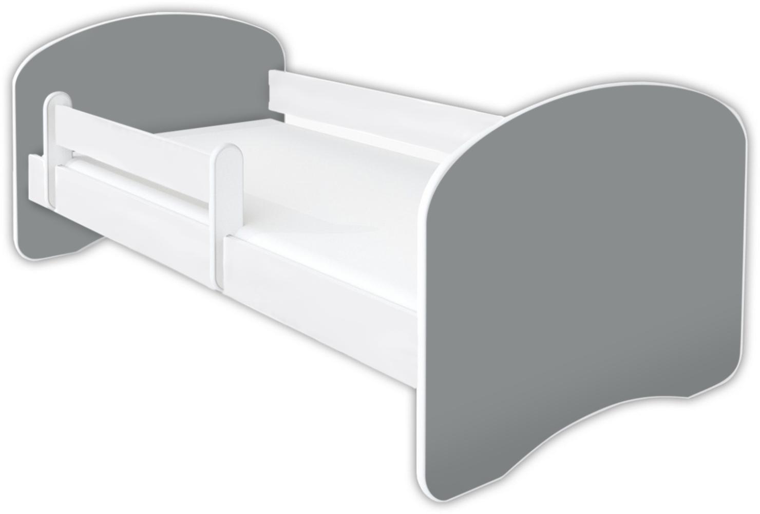 Clamaro 'Schlummerland UNI' Kinderbett 80x180 cm, Grau, inkl. Lattenrost, Matratze und Rausfallschutz (ohne Schublade) Bild 1