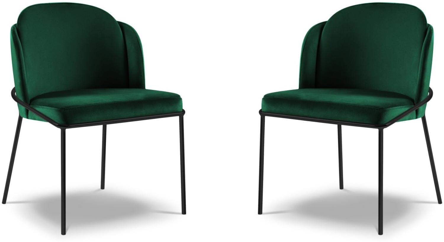 Micadoni 2er Set Stühle Limmen | Bezug Bottle Green | Beinfarbe Black Metal Frame Bild 1