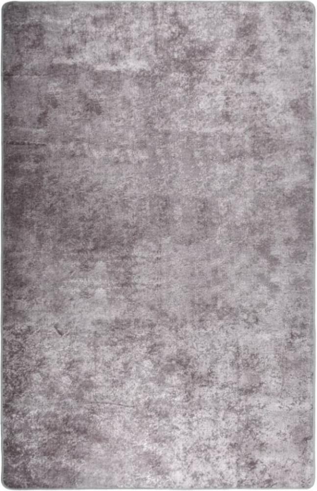 Teppich Waschbar 80x150 cm Grau Rutschfest Bild 1