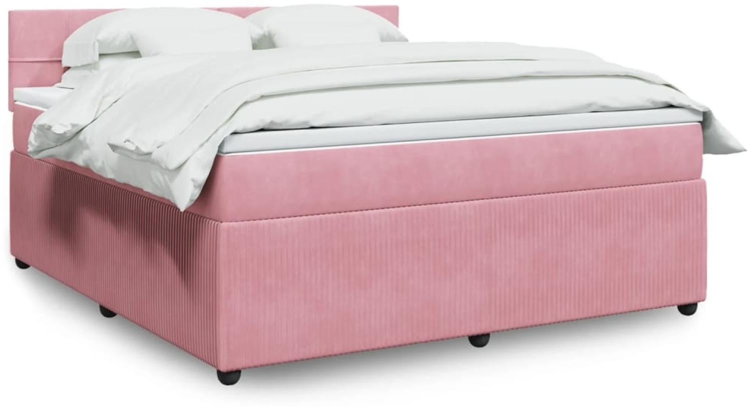 vidaXL Boxspringbett mit Matratze Rosa 180x200 cm Samt 3290111 Bild 1