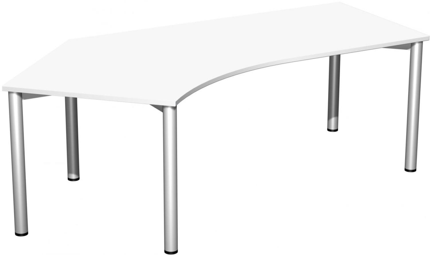 Schreibtisch 135° '4 Fuß Flex' links, 216x113cm, Weiß / Silber Bild 1