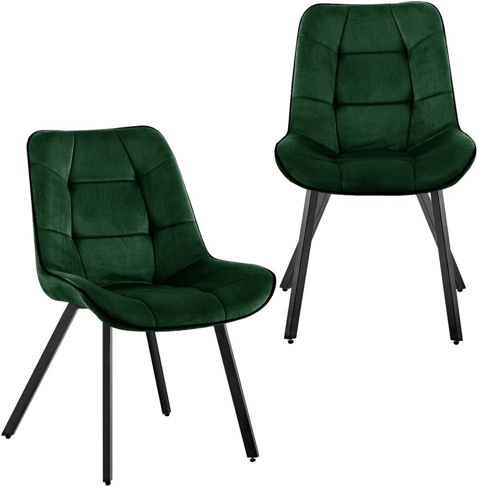 Samtstühle Stoffstühle Polsterstuhl Esszimmerstühle Küchenstühle aus Samt Metallbeine Grün 2 St. Bild 1