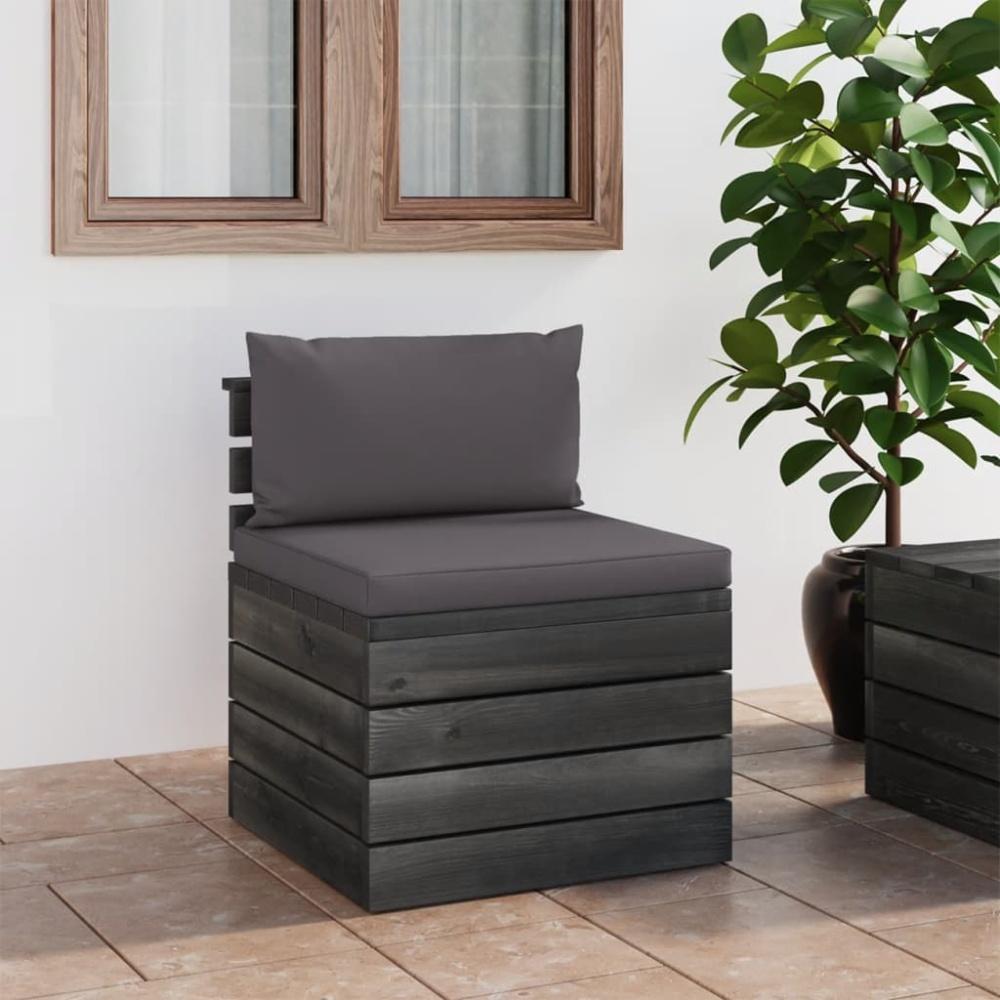 vidaXL Garten-Paletten-Mittelsofa mit Kissen Kiefernholz Bild 1