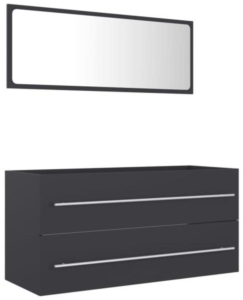 vidaXL 2-tlg. Badmöbel-Set Grau Spanplatte, 100 x 38,5 x 48 cm Bild 1
