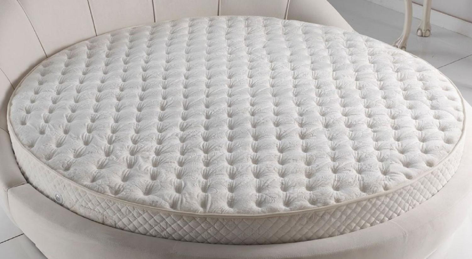 Casa Padrino Luxus Rundbett Matratze Weiß Ø 220 cm - Runde beidseitig verwendbare Doppelbett Matratze mit Taschenfederkern - Luxus Qualität Bild 1