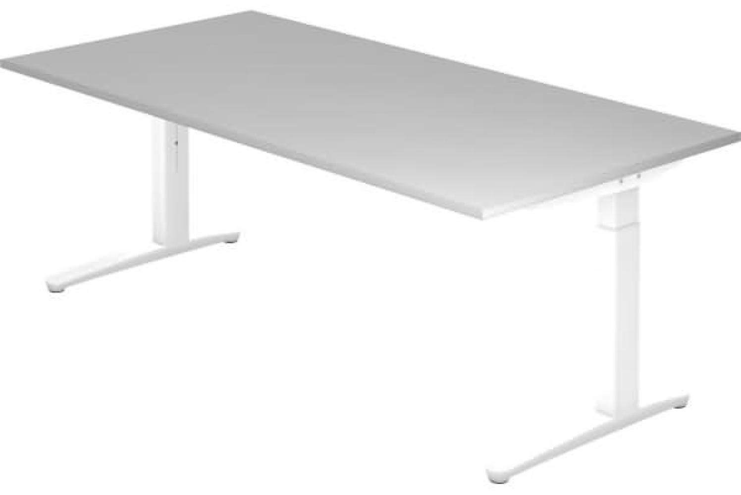 'XB2E' Schreibtisch C-Fuß 200x100cm Grau/Weiß Bild 1