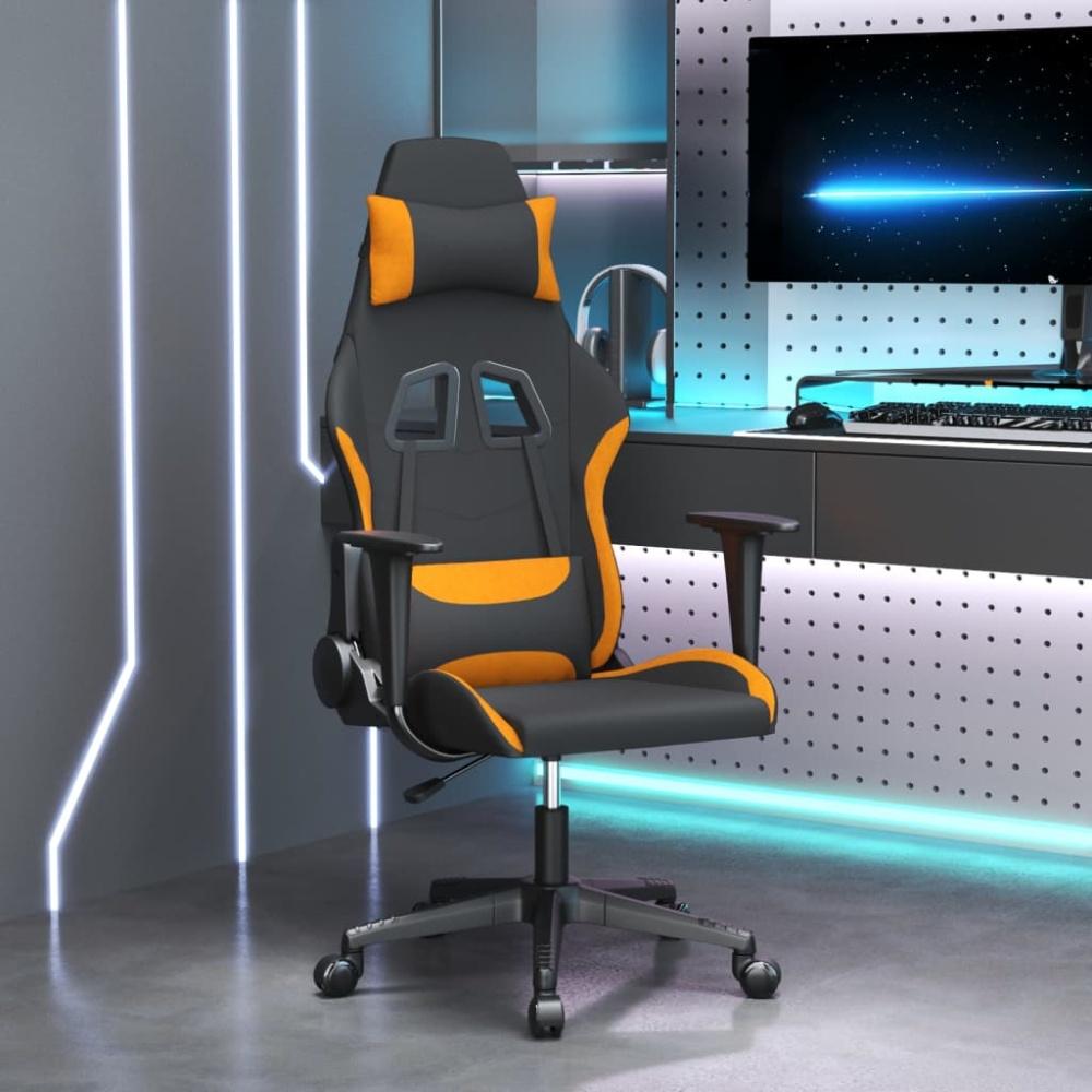 Gaming-Stuhl Schwarz und Orange Stoff Bild 1