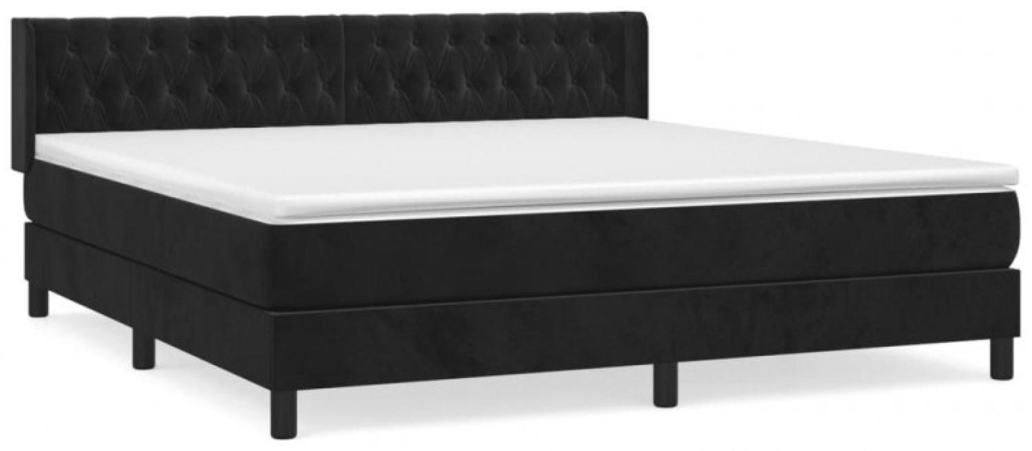 vidaXL Boxspringbett mit Matratze Schwarz 180x200 cm Samt Bild 1