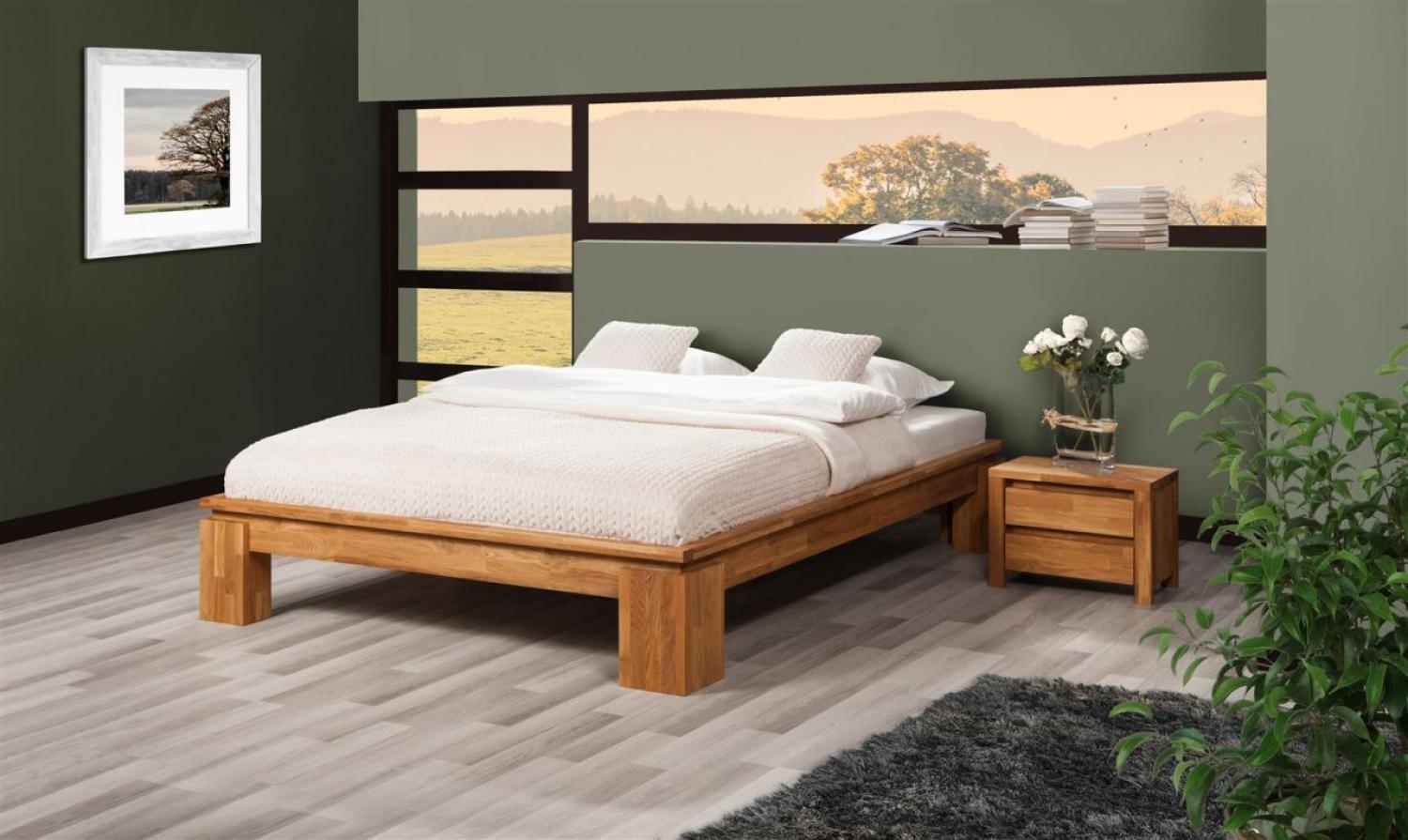 Futonbett Bett Schlafzimmerbet MAISON XL Eiche massiv 90x200 cm Bild 1