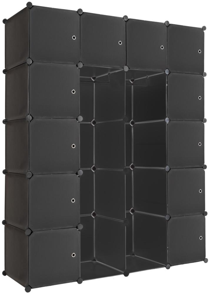 Steckregal 12 Boxen mit Türen inkl. Kleiderstangen - schwarz Bild 1