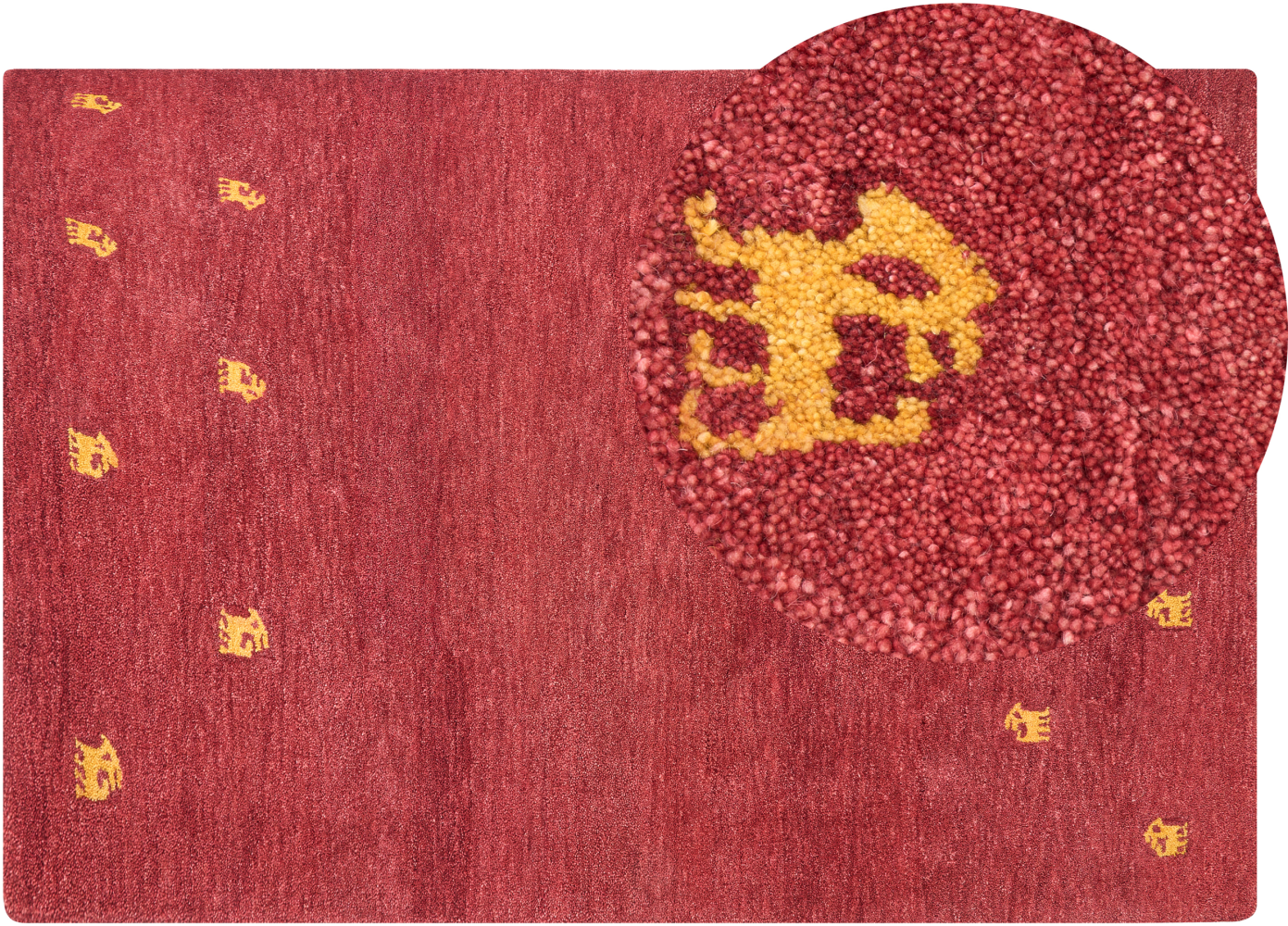 Gabbeh Teppich Wolle rot 140 x 200 cm abstraktes Muster Hochflor YARALI Bild 1