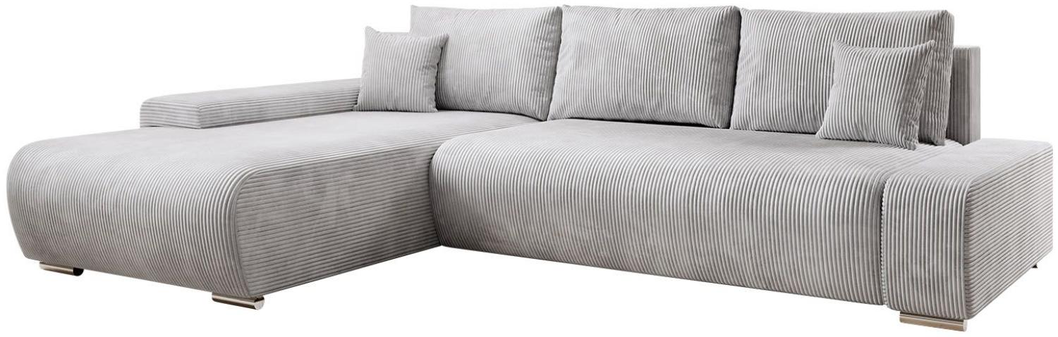 Juskys Sofa Iseo Links mit Schlaffunktion - Stoff Couch L Form für Wohnzimmer, bequem, ausziehbar - Schlafsofa Ecksofa Eckcouch Schlafcouch Hellgrau Bild 1