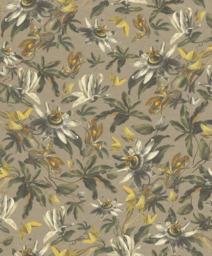 Casa Padrino Luxus Papiertapete Pflanzen Hellbraun / Mehrfarbig - 10,05 x 0,53 m - Tapete Mustertapete Botanisch Blumen Bild 1
