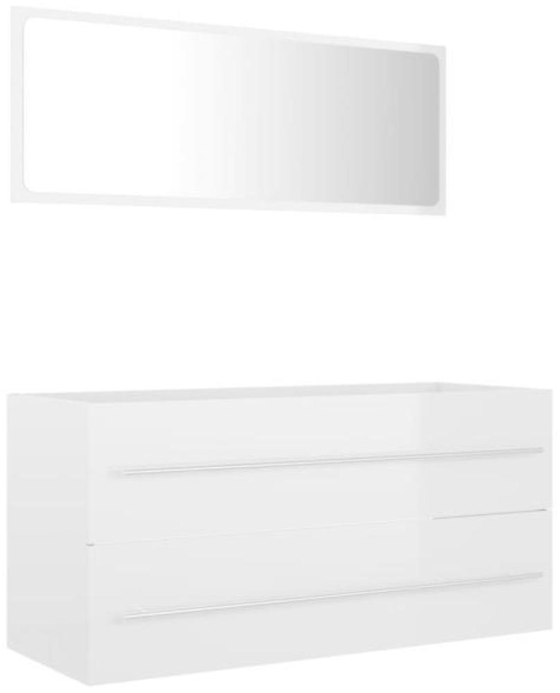 vidaXL 2-tlg. Badmöbel-Set Hochglanz-Weiß Spanplatte, 100 x 38,5 x 48 cm Bild 1