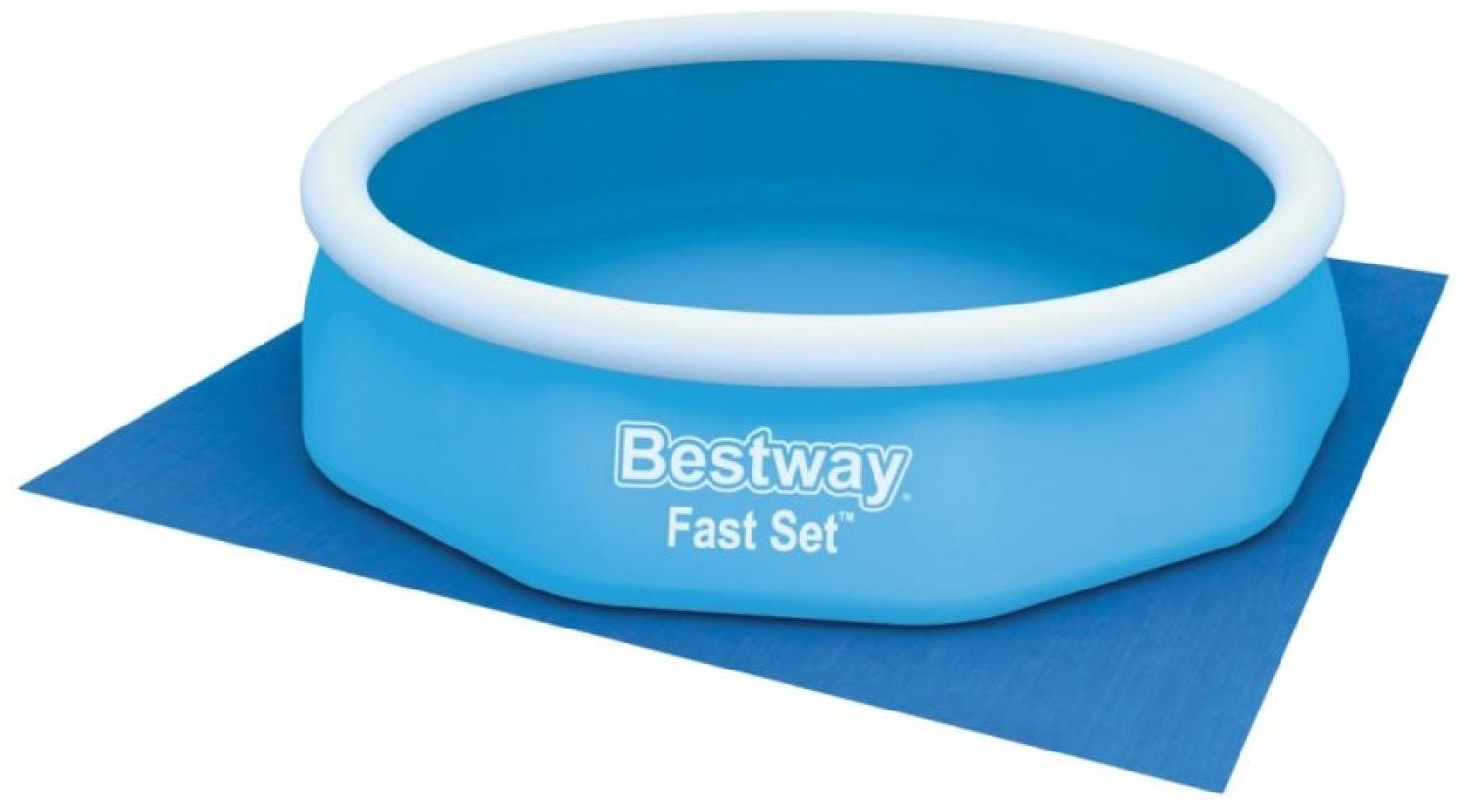 Bestway Flowclear™ quadratische Bodenplane, 335 x 335 cm, für Aufstellpools bis Ø 305 cm, blau Bild 1