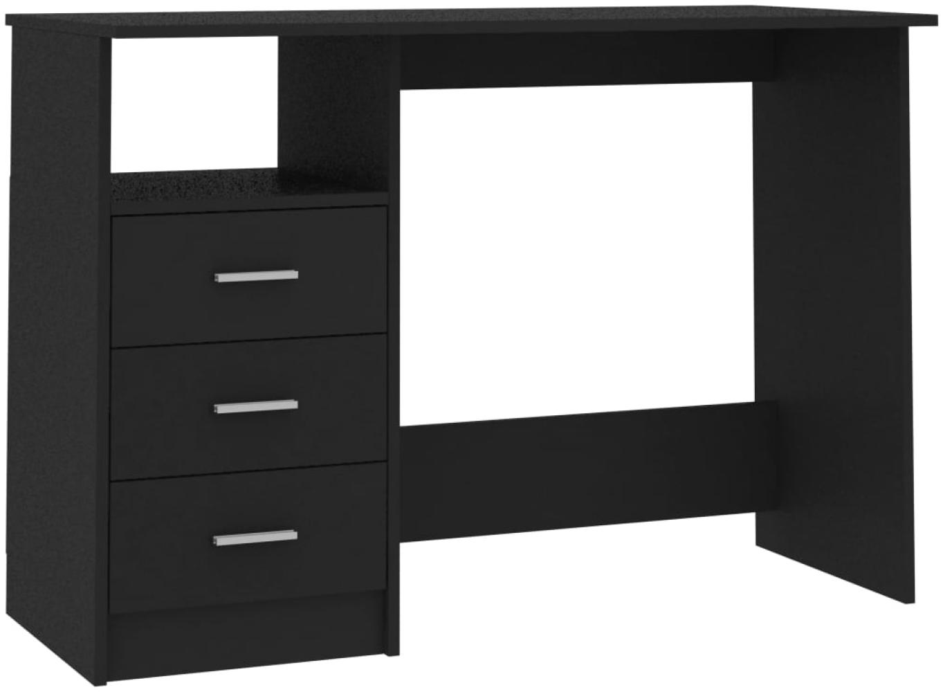 Schreibtisch mit Schubladen, Spanplatte Schwarz, 110 × 50 × 76 cm Bild 1