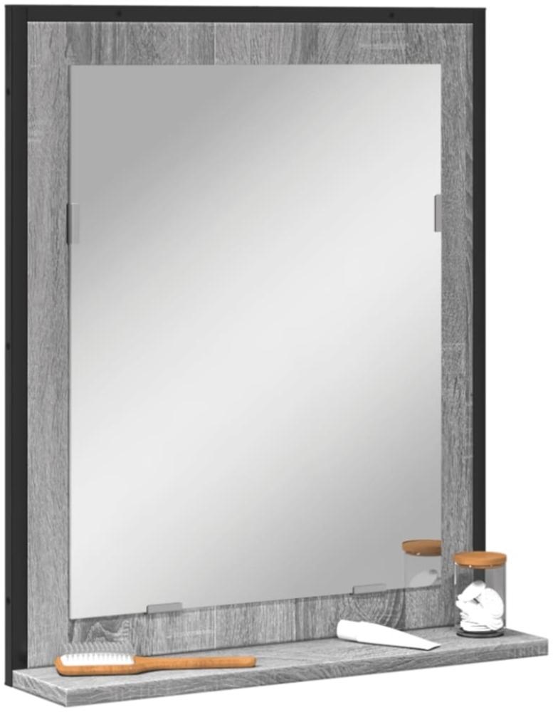vidaXL Badspiegel mit Ablage Grau Sonoma 50x12x60 cm Holzwerkstoff Bild 1