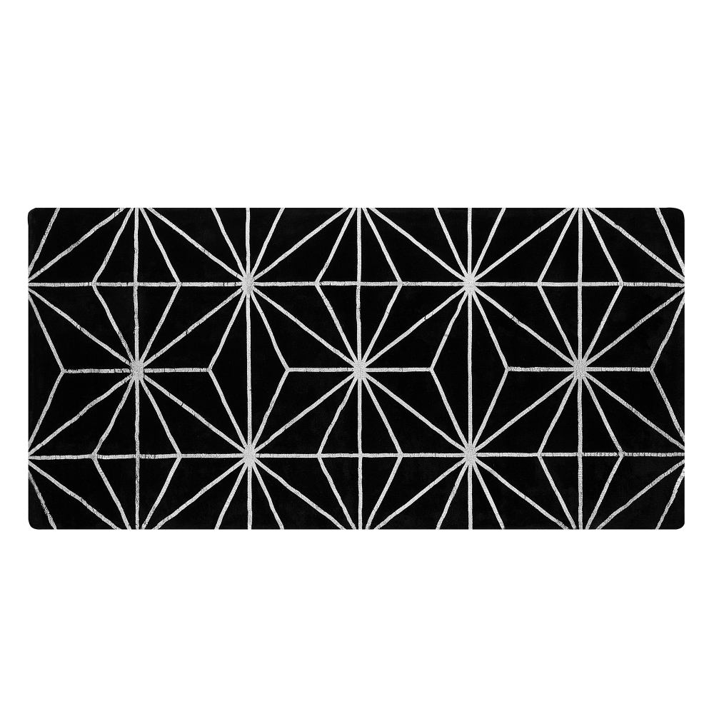 Teppich schwarz/silber 80 x 150 cm geometrisches Muster SIBEL Bild 1