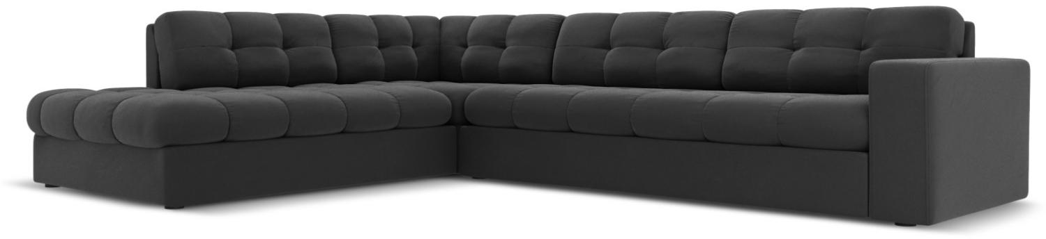 Micadoni 5-Sitzer Samtstoff Ecke links Sofa Justin | Bezug Grey | Beinfarbe Black Plastic Bild 1