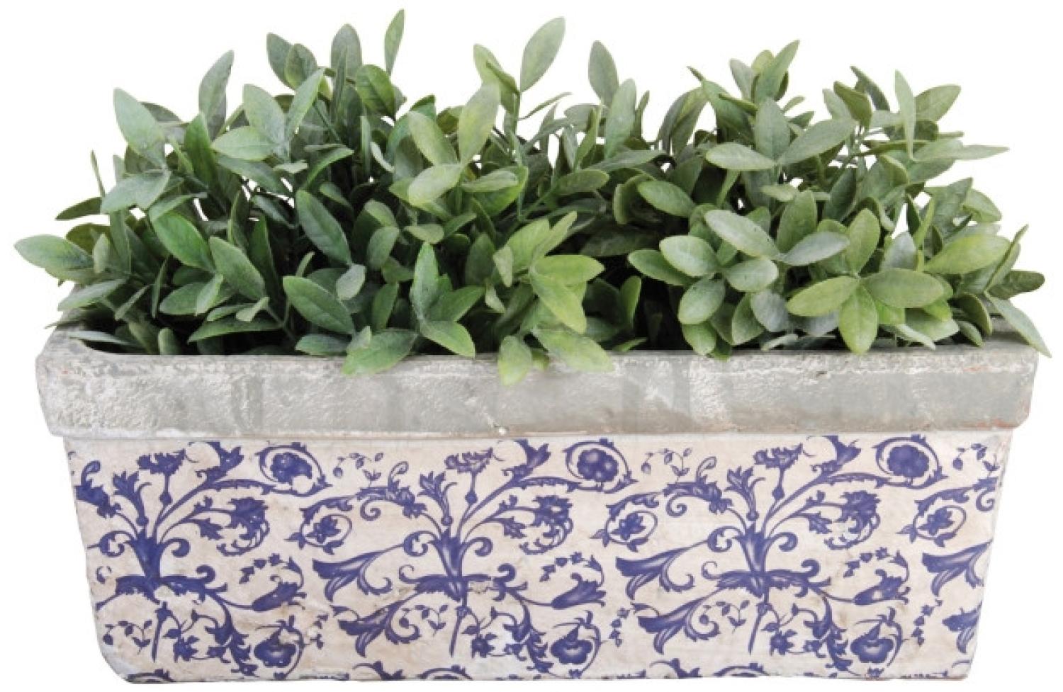 5 Stück Esschert Design Balkonkasten, Blumenkasten aus Keramik in blau-weiß, ca. 40 cm x 16 cm x 15 cm Bild 1