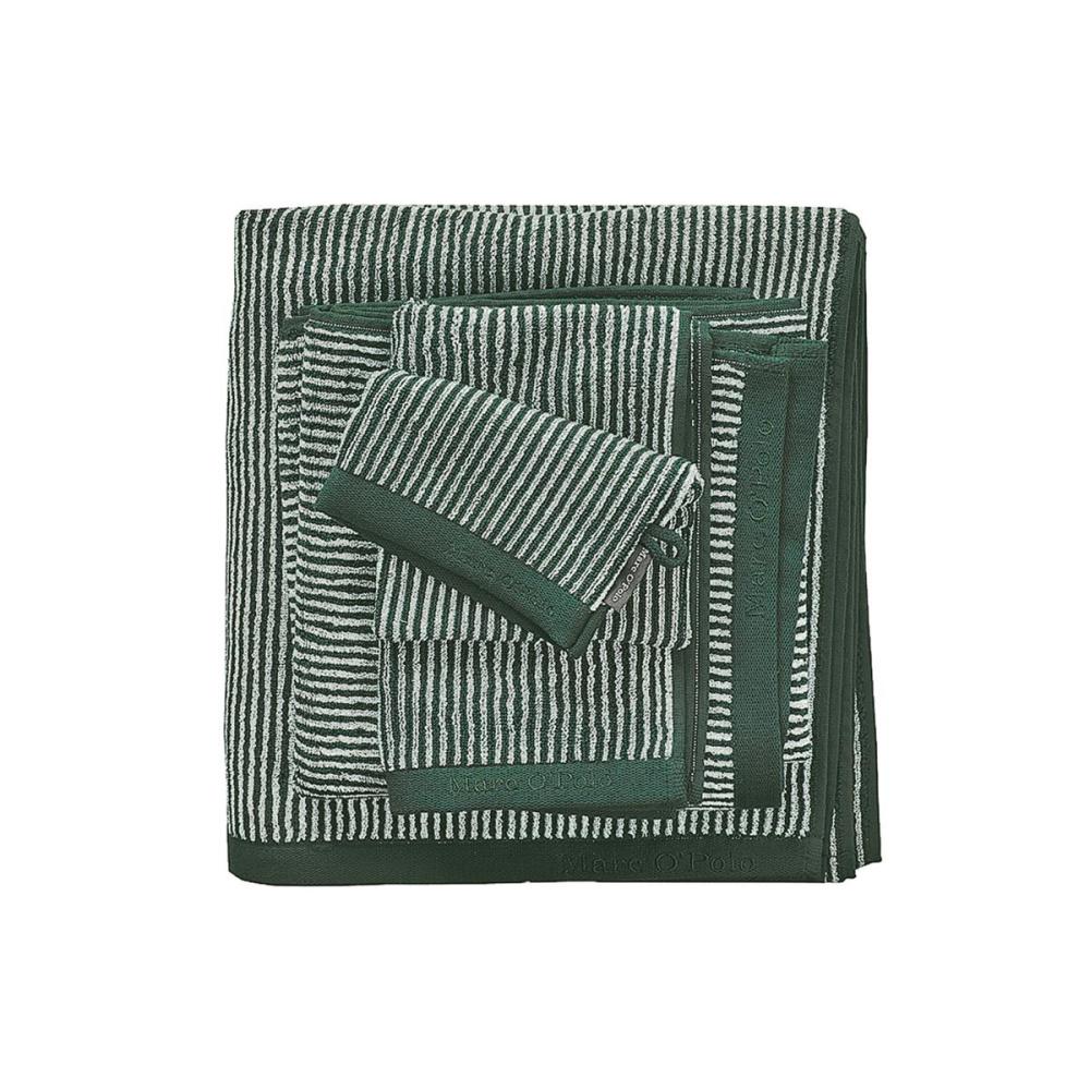 Marc O Polo Frottierserie Timeless Tone Stripe | Waschhandschuh 16x22 cm | green-offwhite Bild 1