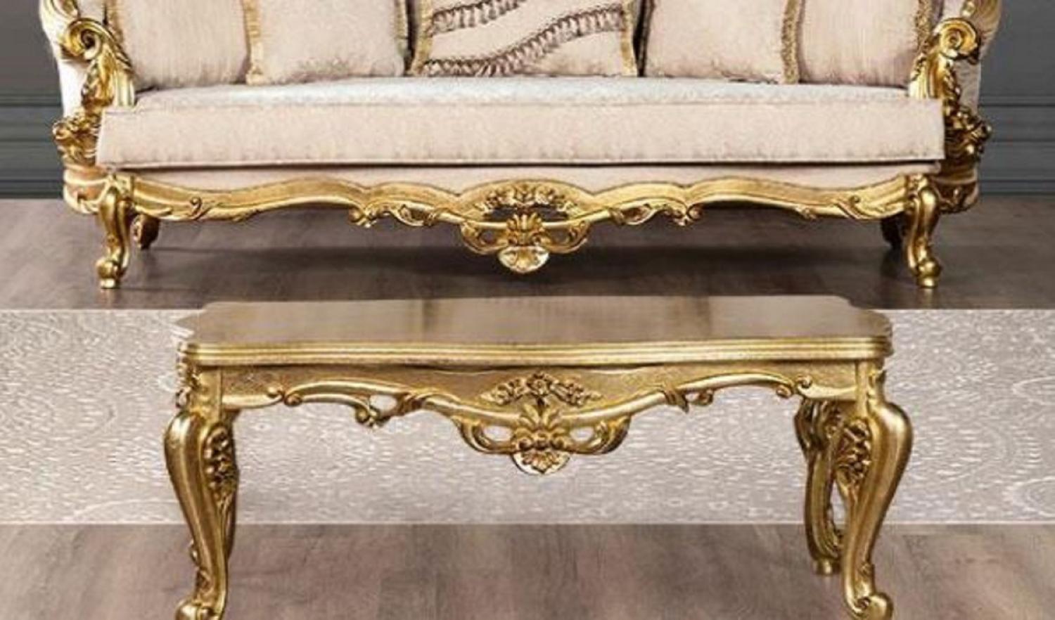 Casa Padrino Luxus Barock Couchtisch Gold - Prunkvoller Massivholz Wohnzimmertisch im Barockstil - Barock Wohnzimmer & Hotel Möbel - Edel & Prunkvoll Bild 1