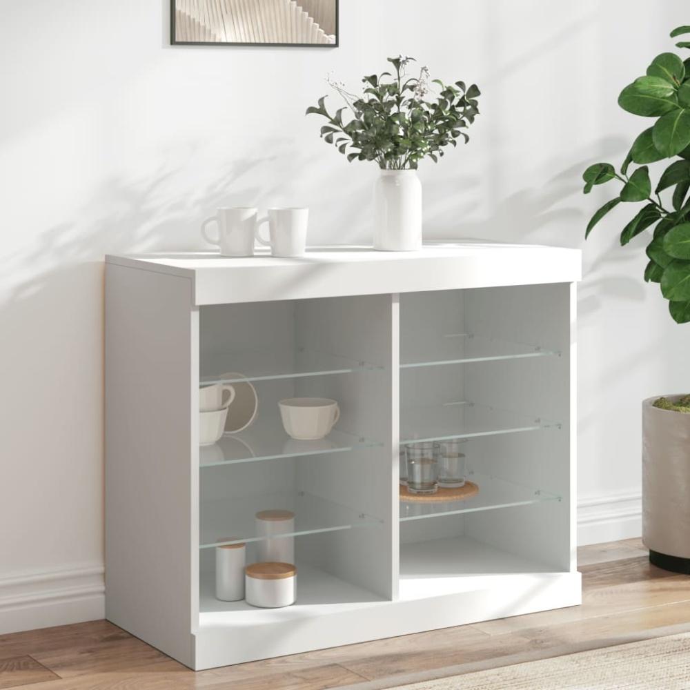 vidaXL Sideboard mit LED-Leuchten Weiß 81x37x67 cm Bild 1